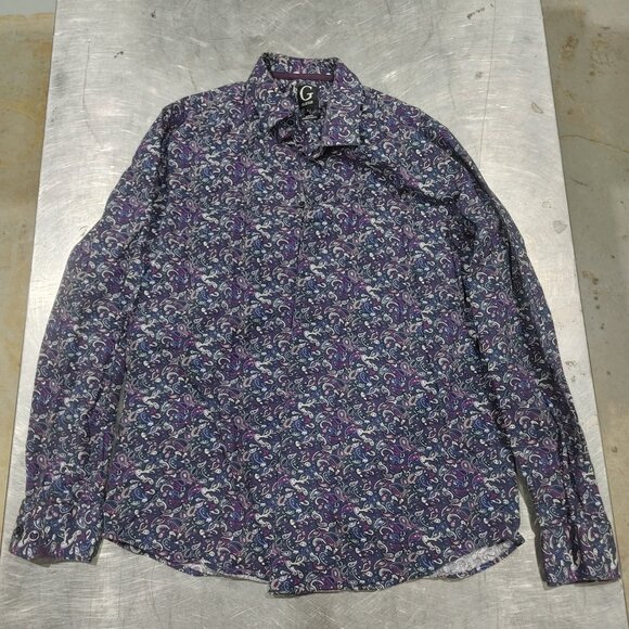 Brand New Grafton Slim Fit Navy/Purple Button-down Shirt Size L - Picture 1 of 3